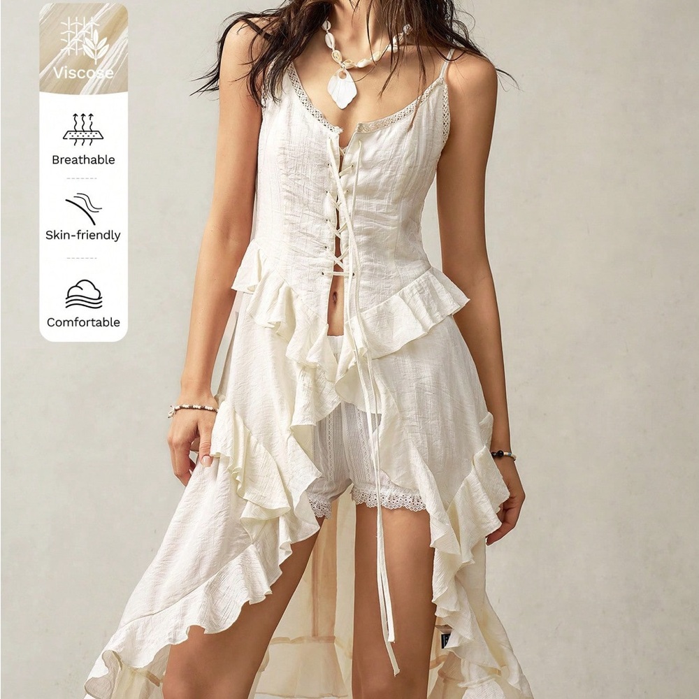 ⚠️SOLD⚠️ Elegant Cream Ruffle Top